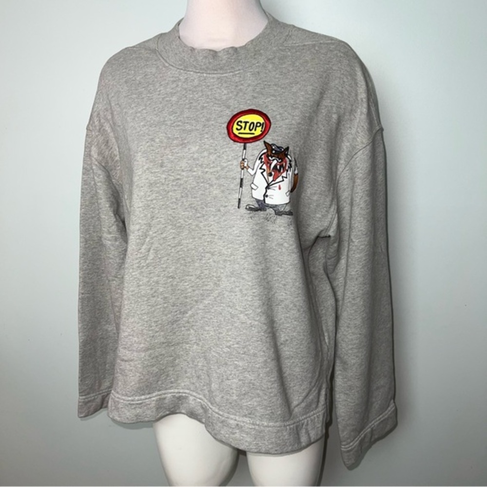 Burberry London England Thomas Bear Stop Sign Embroidered Cotton Sweatshirt M